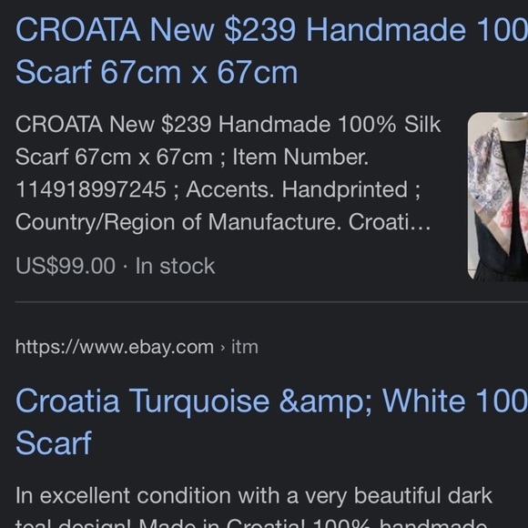 CROATA Croatia 100% handmade silk scarf - Picture 4 of 4